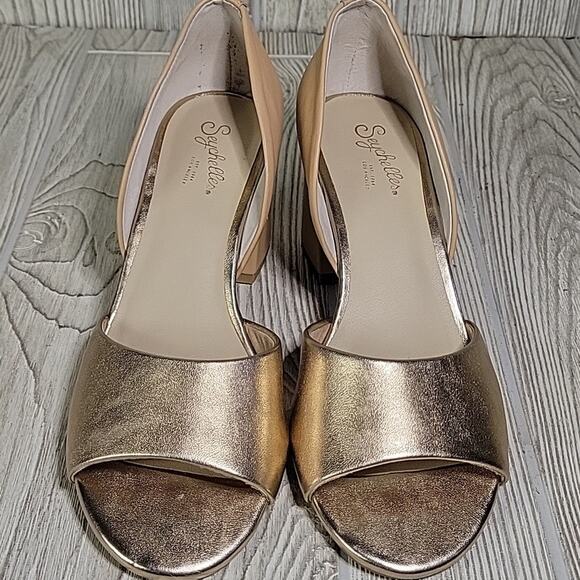 Seychelles Shabby Chic Rose Gold Peep Toe Sandals Heels Womens Size 6.5 NEW - Picture 3 of 13